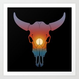 Sunset Bull Art Print