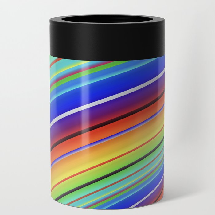 RAINBOW 1 bright red blue yellow green happy design Can Cooler
