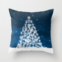 Blue Christmas Eve Snowflakes Winter Holiday Throw Pillow