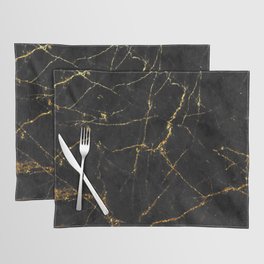 Gold Glitter and Black marble Placemat
