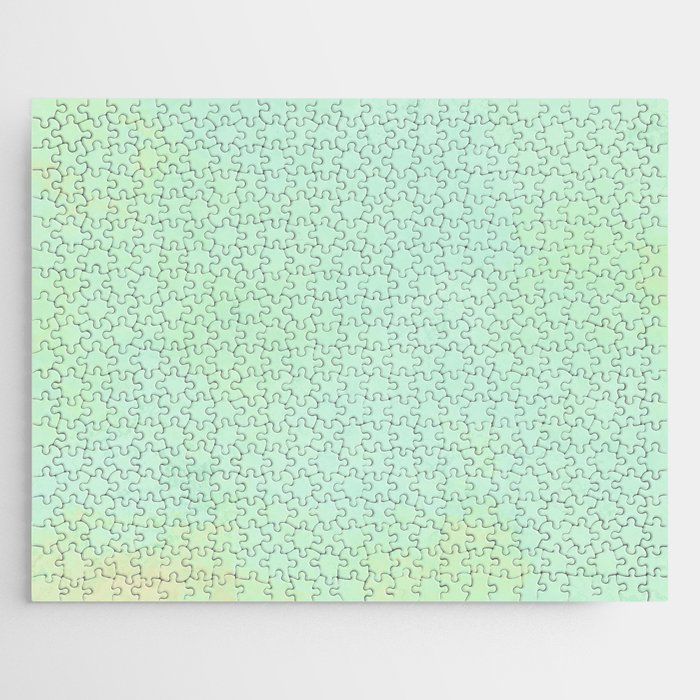 Retro pastel green and nature yellow Jigsaw Puzzle