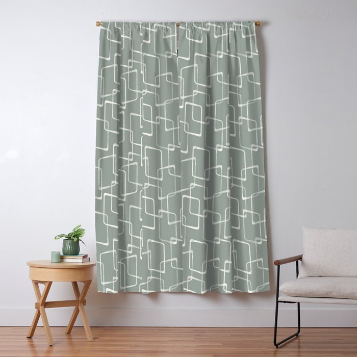 Gray Green Retro Geometric Pattern Blackout Curtain By Itsjensworld Society6