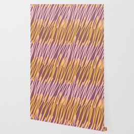 Scribbled Impatience 4A | Mauve and Yellow | Pattern Wallpaper