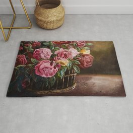 Original Painting "Basket of Roses" Area & Throw Rug