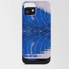 Extreme surfing pipeline wave with mirrored reflection oregon, hawaii, florida, portugal, nazare, honolulu surfer landsccape painting in ocean blue iPhone Card Case