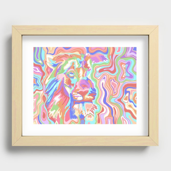 Psychedelic Lion Recessed Framed Print