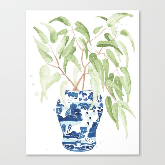 Ginger Jar + Eucalyptus Canvas Print