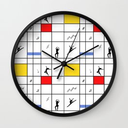 Dancing like Piet Mondrian - Composition with Red, Yellow, and Blue Wall Clock