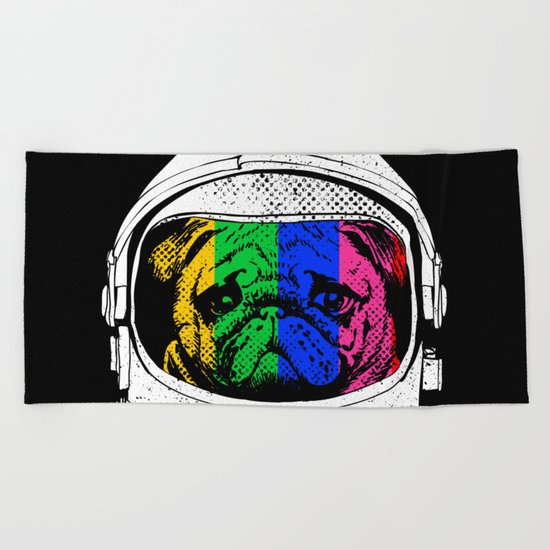 Astronaut Pug Beach Towel