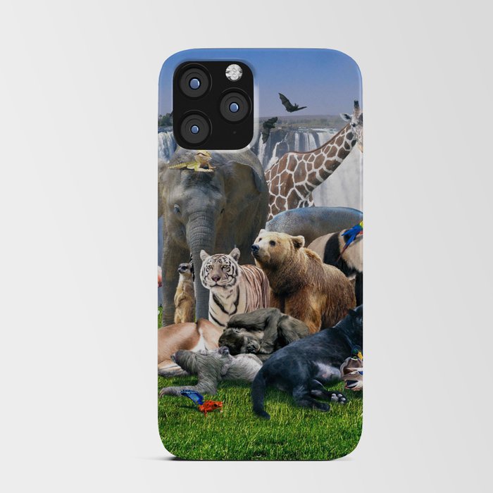Animal Animals Rainbow Waterfall Group Scene iPhone Card Case