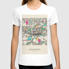 Colorful City Maps: Johannesburg, South Africa T Shirt