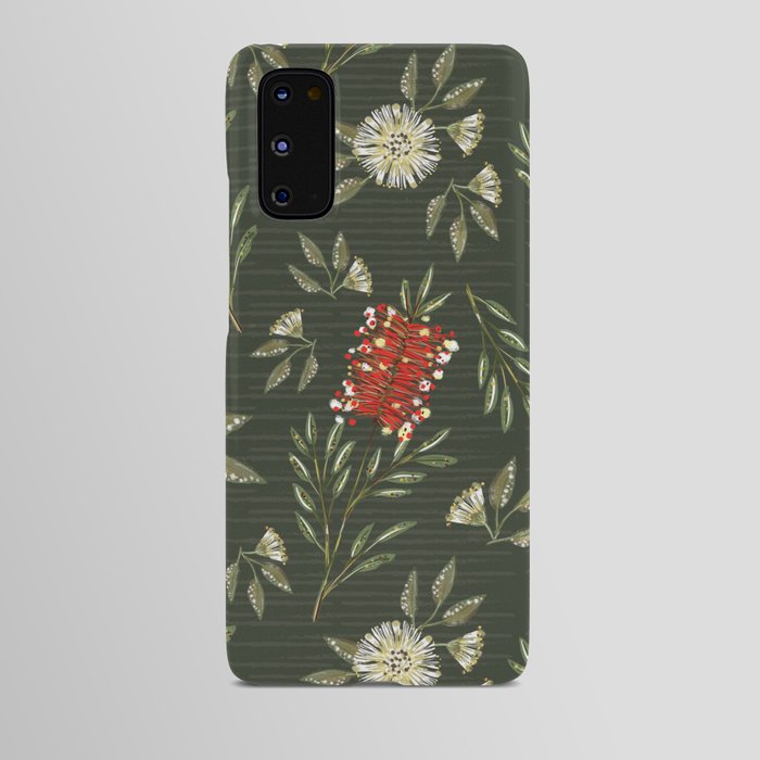 Bottlebrush & Gum Blossom - Dk Green - Large Android Case