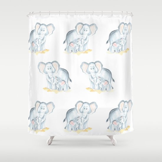 Elephants Watercolor Painting Baby Elephant With Mom Shower