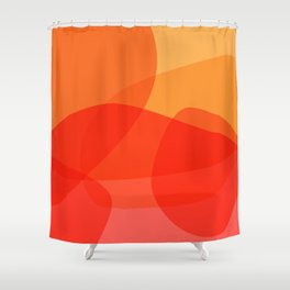 Abstract Organic Shapes in Red Shower Curtain