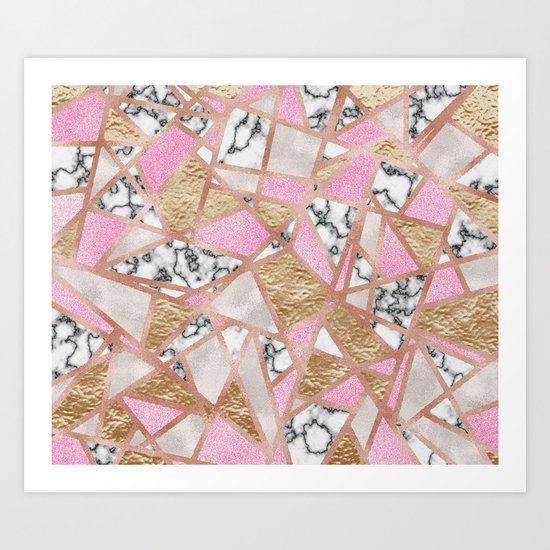 Modern Marble and Golden Texture Art Print