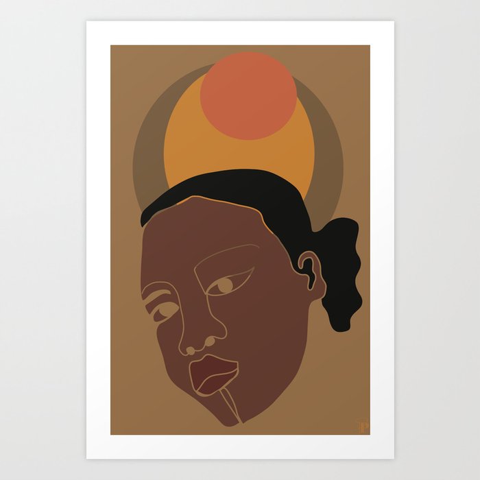 Black Woman With Small Afro Puff [TERRA COLLECTION] Art Print by
