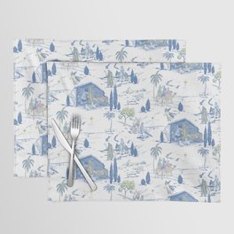 Toile Nativity Story of Jesus' Birth in Blue with Color Accents Placemat