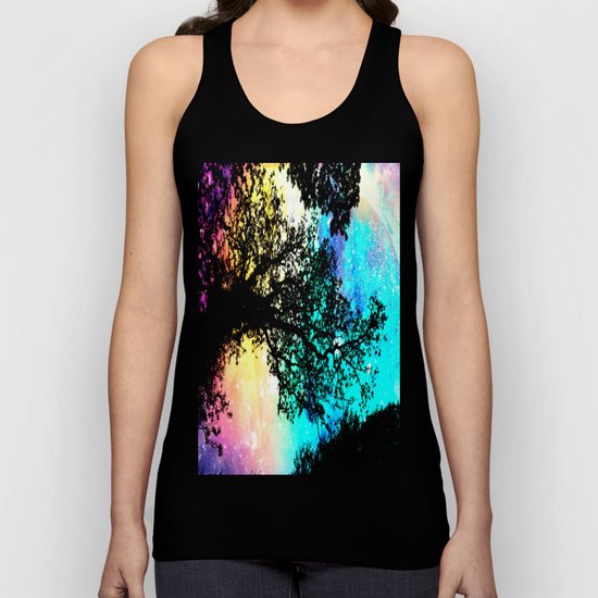 Black Trees Colorful Space bright Unisex Tank Top