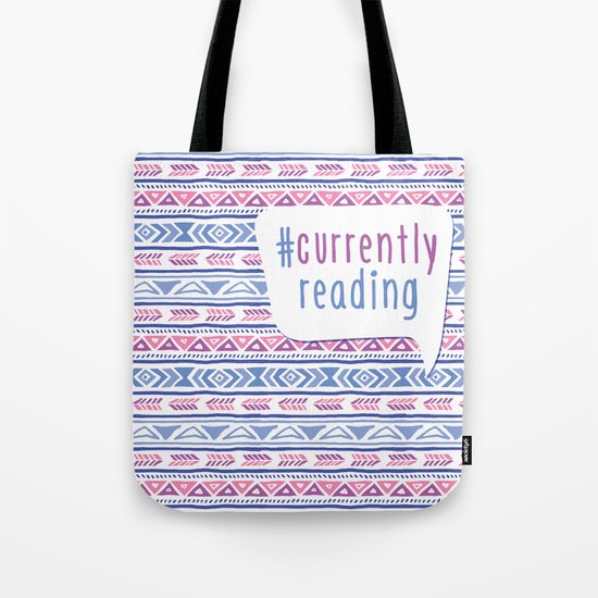 #CurrentlyReading Triabal print Tote Bag