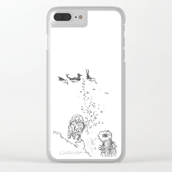 Two Tailed Duck and Jellyfish White Clear iPhone Case