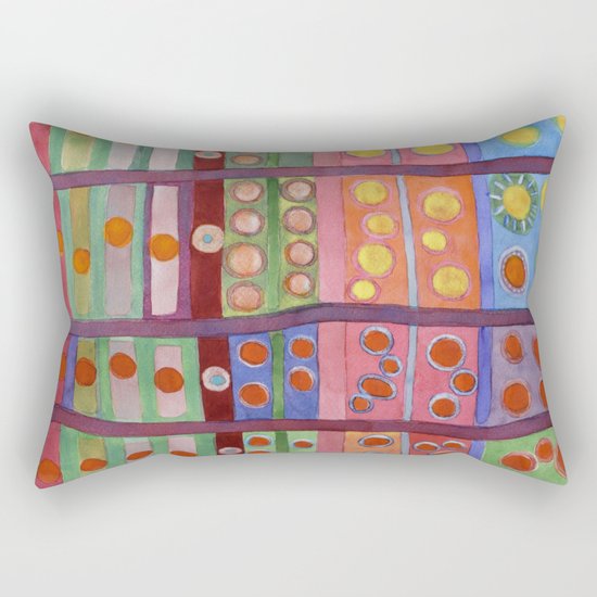 Colorful Grid Pattern with Numerous Circles Rectangular Pillow