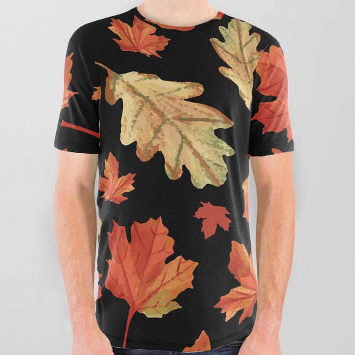 Fall maple leaves pattern autumn. Seamless repeat pattern All Over Graphic Tee