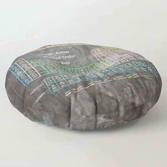 Old School Periodic Table Of Elements Chalkboard Style Floor Pillow