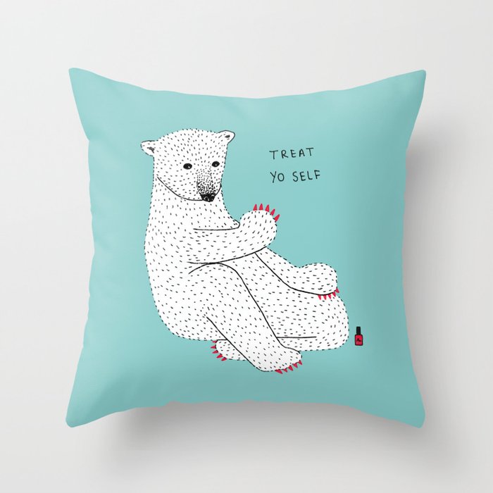 Classy Claws Polar Bear Throw Pillow