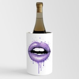 lavender Lips Art Watercolor Print Kiss Love Sexy Girl Fashion Poster Lipstick Makeup Decor Wine Chiller