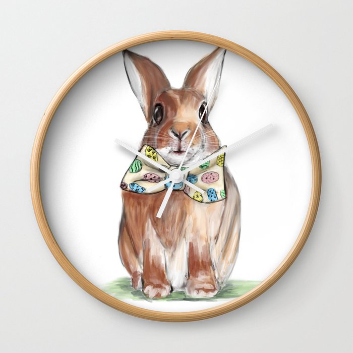 Easter Bunny wearing Bow Tie Wall Clock