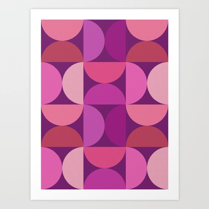 Mid Century Modern Shapes - Pink Magenta Art Print