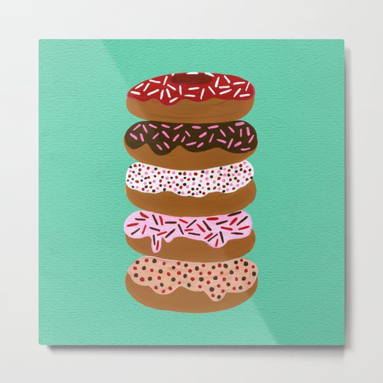 Stacked Donuts on Mint Metal Print