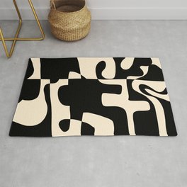 Solidarity - Minimal Abstract in Black and Cream Area & Throw Rug