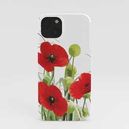 Poppies Flower Field red with background iPhone Case