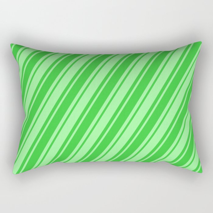 Green and Lime Green Colored Lined/Striped Pattern Rectangular Pillow