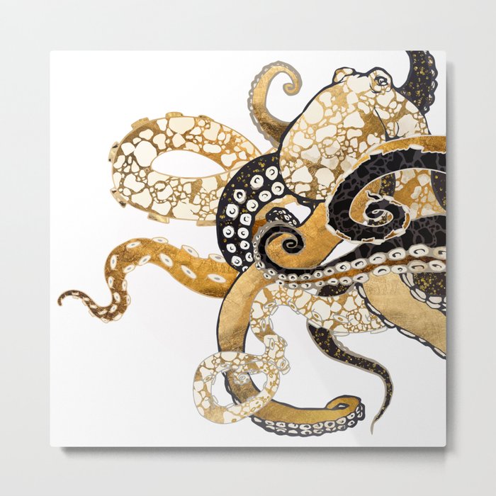 Metallic Octopus Metal Print