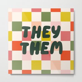 They / Them Pronouns Metal Print | Painting, Pride, They Them, Lgbtq, Genderfluid, Queer Pride, Nb, Checkerboard, Queer, Trans 