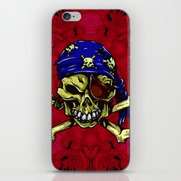 Skull and Crossbones Crimson Pirate Mandala iPhone Skin
