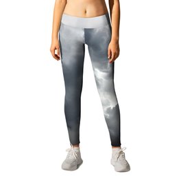Rainy Day Leggings | White, Black, Light, Cloudy, Weather, Black And White, Vintage, Storm, Hdr, Digital 