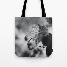 Autumn Grape Leaf in Black and White Tote Bag