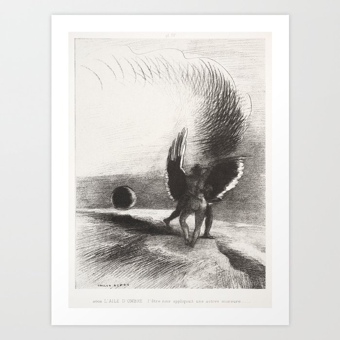 In the Shadow of the Wing, the Black Creature Bit (1891) by Odilon Redon. Art Print