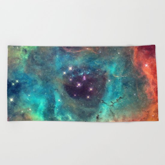 Colorful Nebula Galaxy Beach Towel