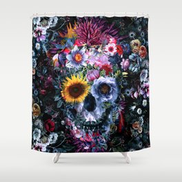 Voodoo Skull Floral Shower Curtain