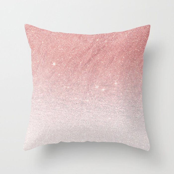 Elegant blush pink faux glitter ombre gradient pattern Throw Pillow