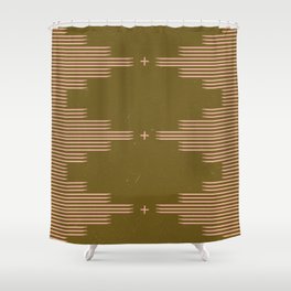 Southwestern Minimalist Retro Green & Pink Shower Curtain
