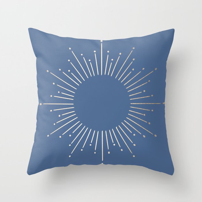 Simply Sunburst in Aegean Blue Throw Pillow