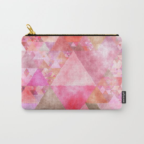 Triangles in pink - Watercolor Illustration pattern Carry-All Pouch