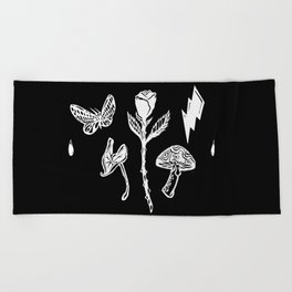 Icon Flora Black and White Beach Towel