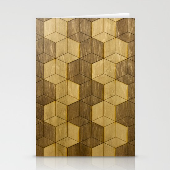 Wooden Zig Zag Optical Cubes Stationery Cards