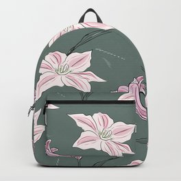 Vintage seamless vintage pattern with pink lilies flowers.  Backpack